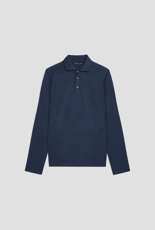 Knit polo with shirt collar Blue